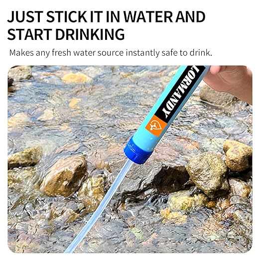 Personal Water Filter, Straw Water Purifier System, Outdoor Portable Water Filter Straw, Emergency Survival Gear for Hiking Camping Accessories Travel Fishing Emergency Preparedness