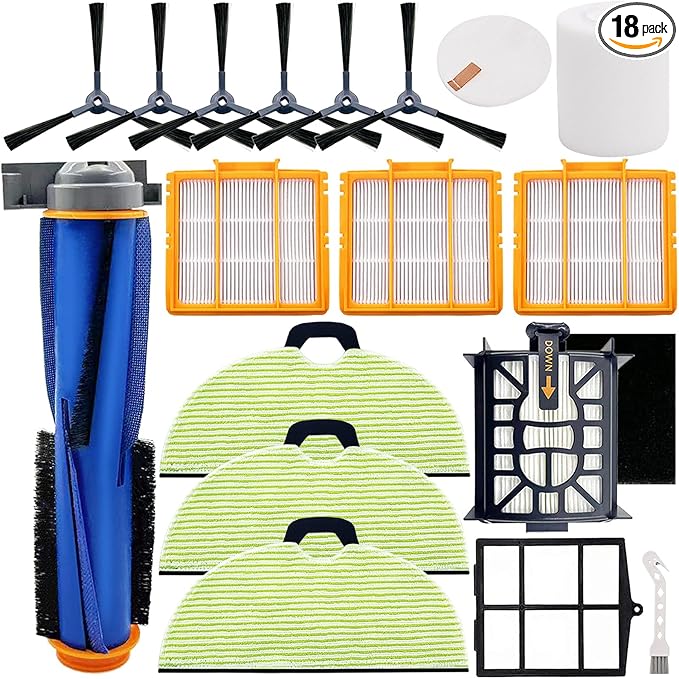 Replacement Parts for Shark AV2610WA RV2610WA Matrix Plus 2- in-1 Robot Vacuum Cleaner,1 Main Brush,3 Filters,3 Mop Pads,6 Side Brushes,1 Pre Filter,1 Filter&1 Pre-Motor Foam&Felt Filter - AquaVibe