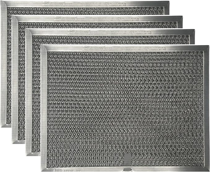 4-Pack Range Hood Filter Insert – Compatible with Broan Ductless Vents – 8.5" x 11.25" x 3/8" Aluminum Mesh & Charcoal Panel for Kitchen Grease Capture