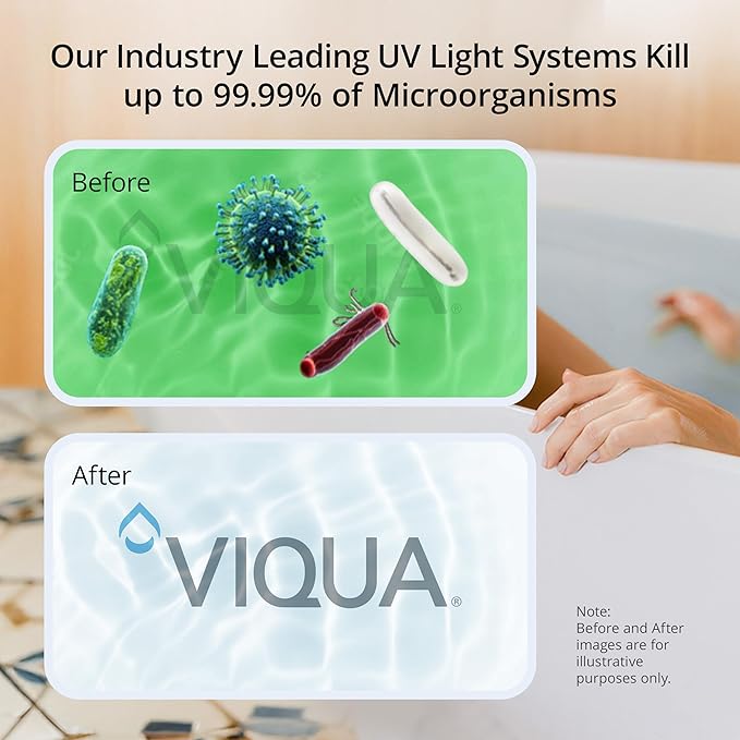 Viqua VH200-F10 Home 9 GPM Stainless Steel UV Light Water Purifier with Integrated Sediment Pre-Filter Whole House Water Filter System for Well and City Water, Includes UV Lamp and Quartz Sleeve