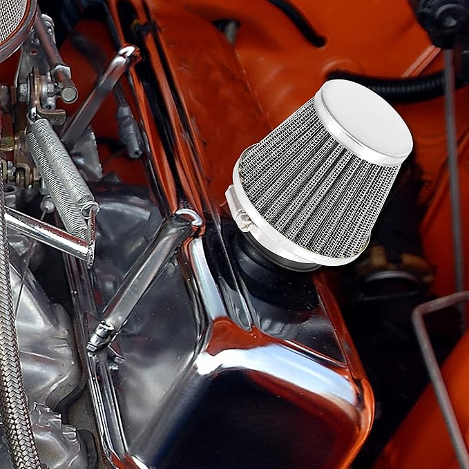 Motoforti 4pcs Universal 42mm Air Filter Cleaner Round Tapered Replacement for Motorcycle Black