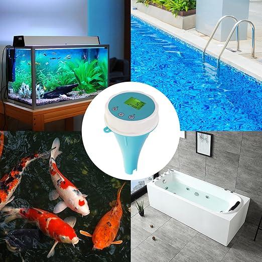 6-in-1 Floating Smart Pool Monitor with Bluetooth Connectivity | Accurate Water Quality Tester for EC, Salinity, pH, ORP, Temperature, and Chlorine | Digital Display for Pools, Hot Tubs, Swim Spas