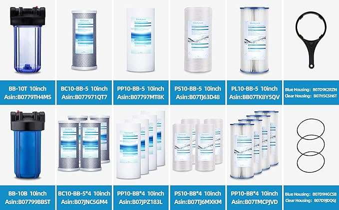 10-Inch Whole House Carbon Block Water Filter -4.5" x 10"-5 Micron- Pack 4