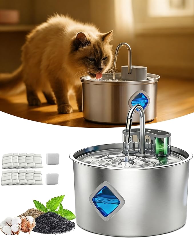 Vetiflow-Vetiflow Dog Water Bowl Filtered, 2026 New Wireless, Vetiflow Dog Bowl with Automatic Water Dispensing (Via Sensor), Quiet Pump, Fresh Drinking Fountain for Dogs Cats (+10+6 Filter)