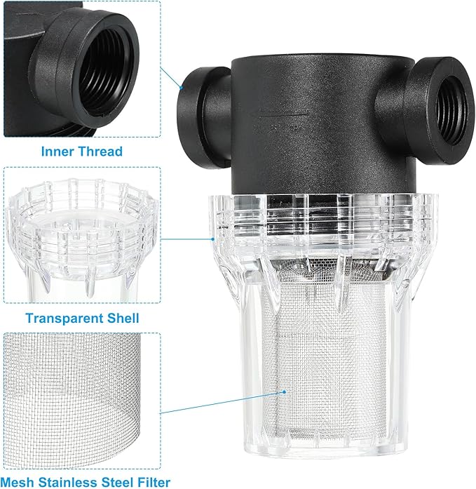 PATIKIL 1/2 Inch Water Pump Strainer Filter, Pipe Water Pump Strainer with 80 Mesh Stainless Steel Filter Screen for Irrigation Garden