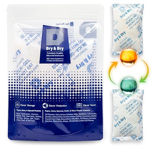 Dry & Dry 100 Gram [2 Packets] Orange Indicating Silica Gel Packets Desiccants - Food Safe Silica Packs, Silica Gel, Silica Packets, Desiccant Packs for Food Storage