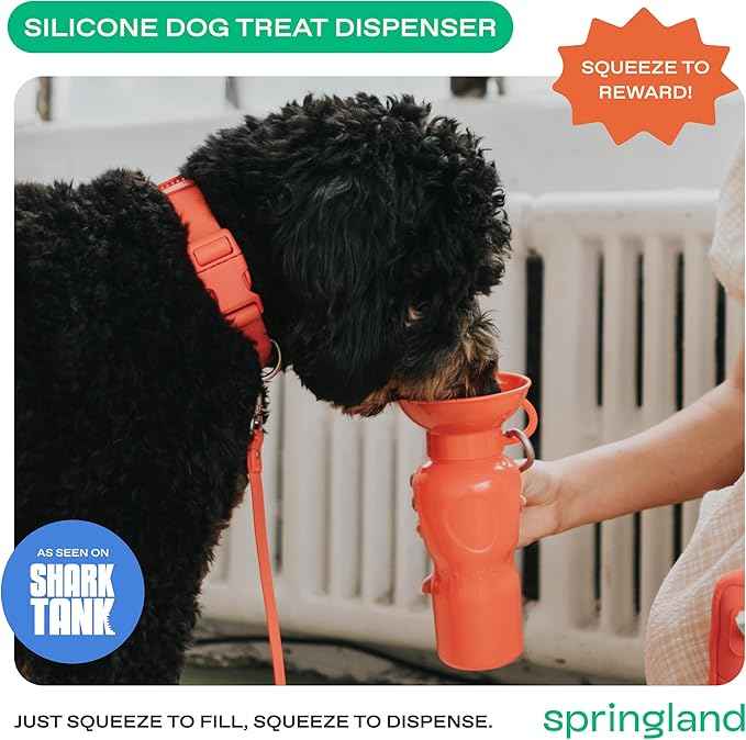 Springer Dog Travel Water Bottle | As Seen on Shark Tank | Patented, Leak-Proof, Portable Water Bottle for Dogs | BPA-Free 22 oz Classic Poppy
