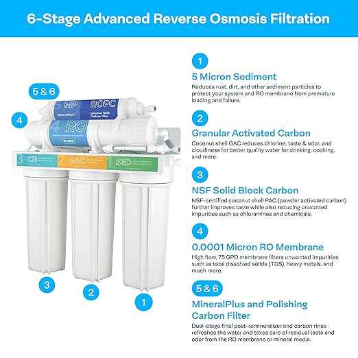SpiroPure Unbranded Reverse Osmosis System Generic RO Water Filter Under Sink, 6-Stage RO Water Filtration System with Remineralization