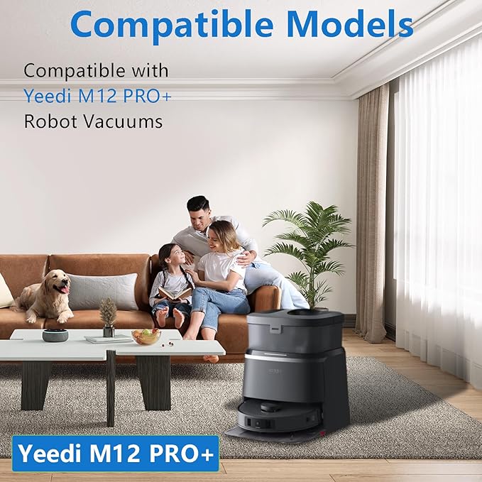 21 Pack Replacement Parts for Yeedi M12 PRO+ Robot Vacuum Accessories Kit, Cleaner Inclue 1 V-shaped Brush, 6 Side Brushes, 6 Dust Bags, 4 Hepa Filters, 4 Mop Pads, 1 Clean Tool - AquaVibe