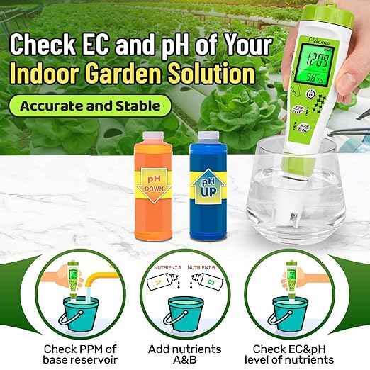 Salt Tester pH Meter for Aquarium Fish Tank Koi Pond Simultaneous Screen Salinity Meter for Saltwater Pool Hot Tub EC Tester for Hydroponics TDS Meter for Drinking Water
