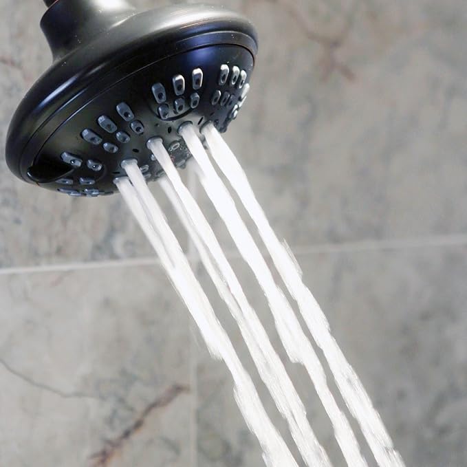 6 Function Adjustable Luxury Shower Head - High Pressure Boosting, Wall Mount, Bathroom Showerhead For Low Flow Showers, 1.8 GPM - Oil-Rubbed Bronze & California Certified