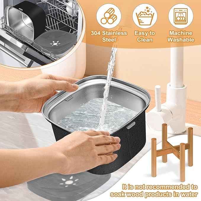 Decflow 3L Elevated Dog Water Bowl, Stainless Steel Raised Slow Water Bowl with Stand, Large Capacity No Spill Dog Dispenser for Small, Medium and Large Dogs