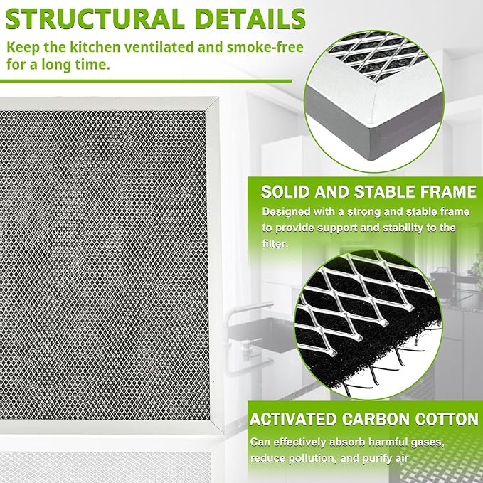 97007696 97005687 Range Hood Filter Replacement Charcoal Carbon Filter Mesh Hood Grease Filter Fit for Broan Nutone 41F(2 Pack)