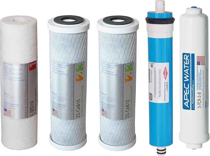 APEC FILTER-MAX45-38 US Made 50 GPD Complete Replacement Filter Set for Ultimate Series Reverse Osmosis Water Filter System with 3/8
