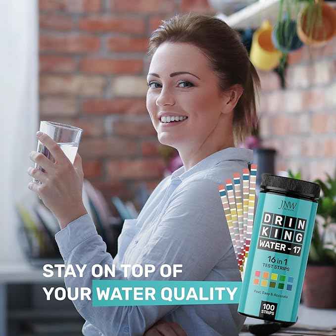 JNW Direct 17-in-1 Drinking Water Test Kit - 100 Strips + 2 Bacteria Tester Kits - Well, Tap, Home, City Water Testing Strip for Lead, Alkaline, Chlorine, Hardness, Iron, Fluoride, Copper & More