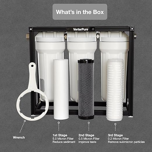 S3 PRO RV Water Filtration System with 0.2 Micron Water Filter, 3-Stage Premium Filtration, 10 Inch Filter, for RVs, Campers and Boats