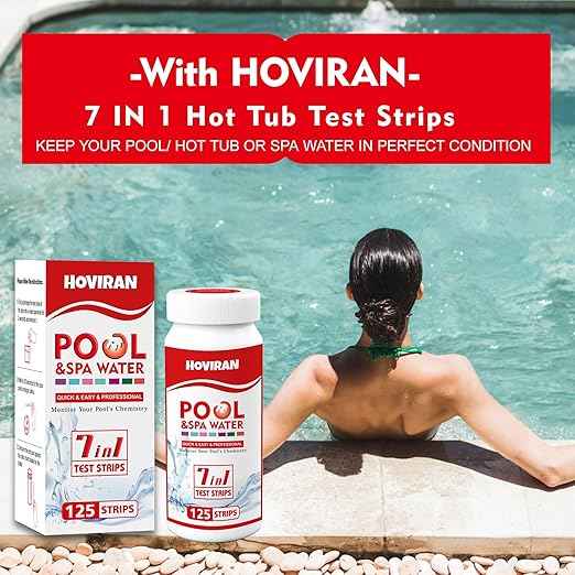 Pool Test Strips 7 Way, 125 Quick Swimming Pool Test Strips, Reliable Hot Tub Spa Water Testing Kit for Bromine, Total Alkalinity, pH, Free Chlorine, Total Hardness, Cyanuric Acid, and Total Chlorine