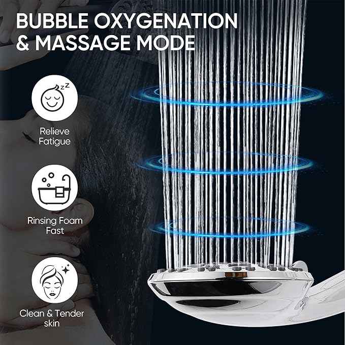 Cobbe High Pressure 8 Functions Shower Head with handheld - Powerful Detachable Shower Head Set for Low Water Pressure - Tool-less 1-Min Installation (Chrome)