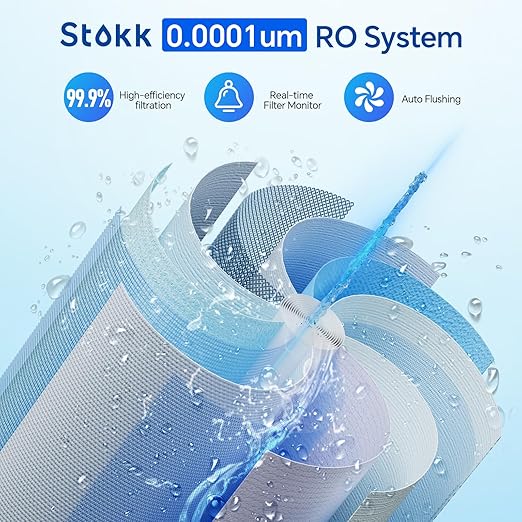 Stokk Reverse Osmosis System, 8 Stage Tankless Reverse Osmosis Water Filter, Reduces PFAS TDS, Under Sink RO System, 2:1 Pure to Drain, 400 GPD, NSF/ANSI 58& 42, FCC Listed, S1