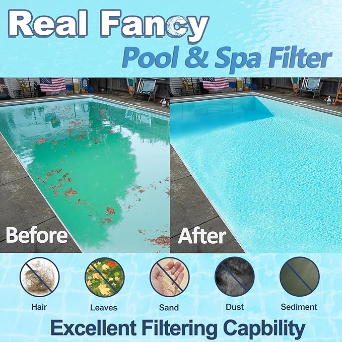 Hot Tub Spa Filter Replacement Cartridge 4 Pack Replace Artesian Spas, Tidal Fit Swim 06-0006-12, 06-0005-12, AR50, AK-90161, XLS-604, 6CH-502, PAS50SV-F2M, FC-0311, 50 Sq.ft.