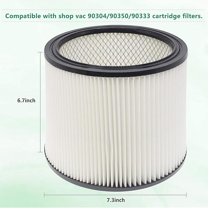 90304 90350 Shop Vac HEPA Cartridge Replacement Filter, Compatible with Shop Vac 90350 90304 90333 Vacuum Cleaner, fits Most Wet/Dry 5 Gallon and Above, 1 Pack - AquaVibe