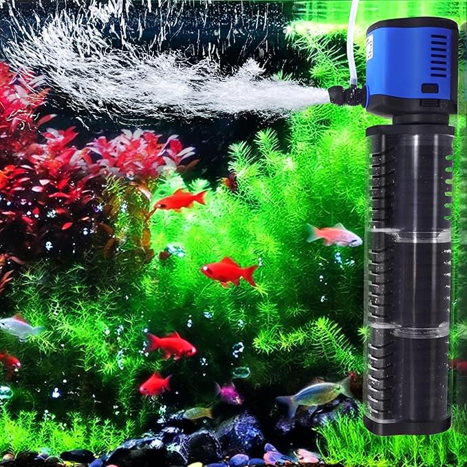 COOSPIDER Aquarium Filter Pond Filter for 100-300 Gallon, 660GPH Powerful Filtration Pump, Submersible Canister Filters for Fish Tank, Turtle Tank, Cold Plunge, Ice Bath Tub, Wavemaker, Oxygen Supply - AquaVibe