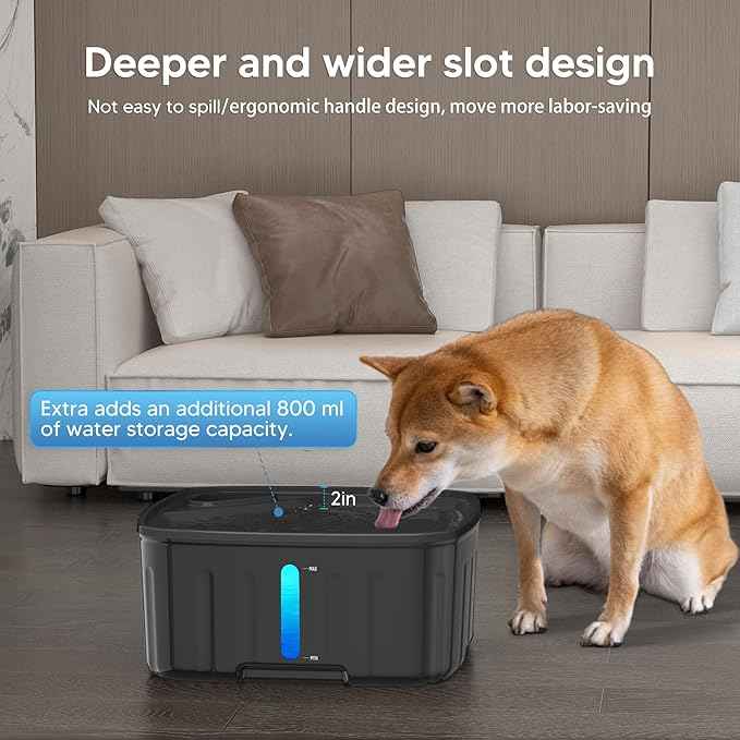 Dog Water Fountain Wireless,2.1GAL/8L Large Dog Water Fountain Battery Operated, Dog Fountain Water Bowl with Sensor,Wireless Smart Pump,Timer,BPA-Free,Ideal for Large Dogs,Multi-Pet Home