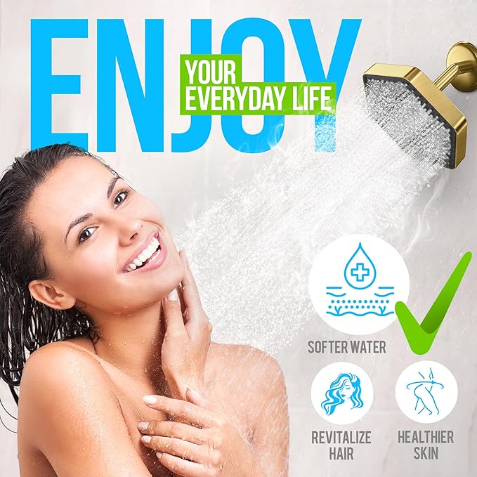AquaHomeGroup Luxury Filtered Shower Head - High Pressure Rain Showerhead with Filter for Chlorine, Rust, Sediments - Water Filter Shower Head with Vitamin C E A - SPA Effect (Patent Pending) (Golden)
