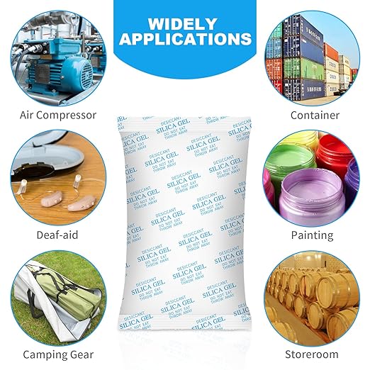 Large Desiccant Packs, 500 Gram 10 Packs Silica Gel Packets for Moisture Control, Silica Gel Car Dehumidifier by Reusable, Large Moisture Absorbers for Electric Tool, Basement, 3D Filaments and Safes