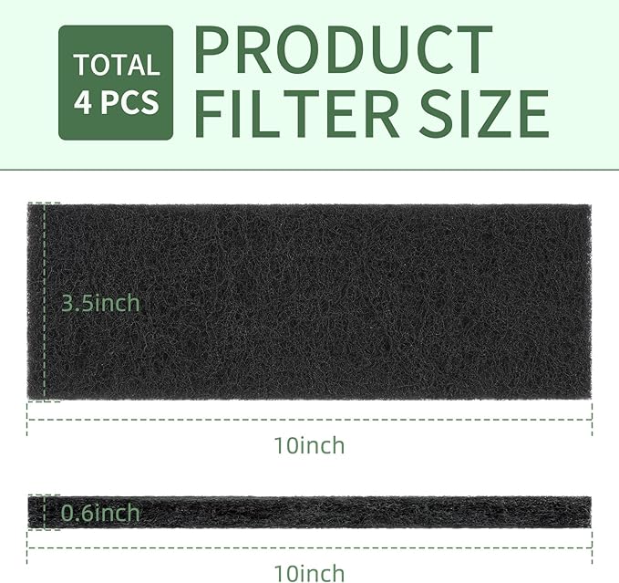 4 Pack Carbon Filters Compatible with Model 3, Cat Litter Box Replacement Filters for All Robot Models to Absorb Odors Control Damp from Pets and Keep Home Fresh