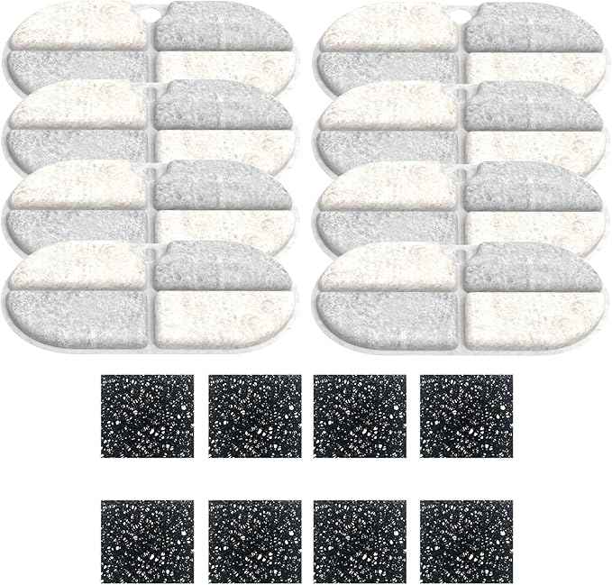 Cat Water Fountain Filters, PLWF002 Replacment Filter Compatible with Pet Water Fountain, 8 Pack with 8 Filter Sponges