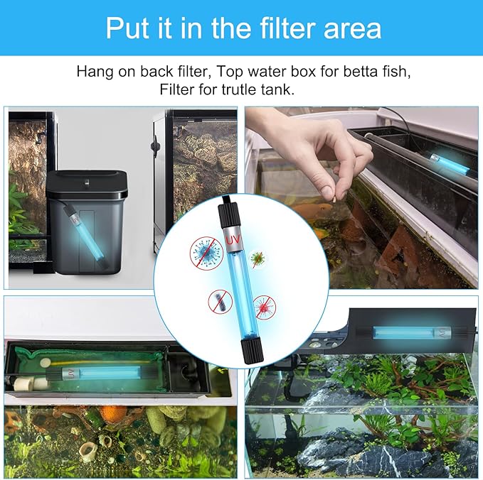 TAISHAN Aquarium Clean Light，13W & 11W & 9 W & 7 W & 5 W & 3 W Algae Removal Light with Timer,Aquarium Water Clean, Green Clear,Waterproof for Fish Tank,Pond,Swimming Pool