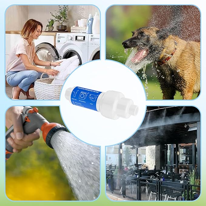 Mornajina 2 Pieces Calcium Inhibitor Filter for 3/4" Standard Garden Hose and Faucets, Inline Sediment Anti-Scale Mister Filter for Outdoor Misting System Mist Nozzle