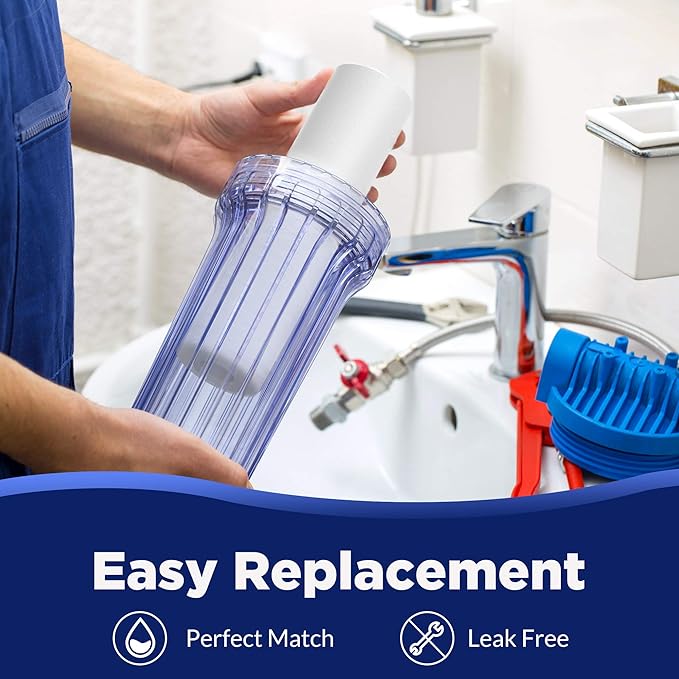Membrane Solutions 50 Micron Sediment Water Filter Replacement Polypropylene Cartridge 10"x 2.5" for Whole House RO System, Compatible with Aqua-Pure AP110, GE FXUSC, WHKF-GD05, Culligan P5-6 Pack