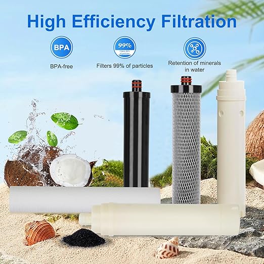 Ultra Filtration Water Filter Replacement Cartridge, PP/T33/CTO/RFC/UF Filter for Under Sink Water Filters, 5 Stage Filtration System Replacement Filter Reduces 99.99% Cl, Strong Adsorption Capacity