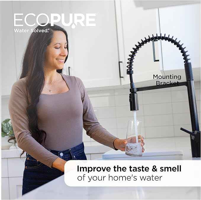 EcoPure EPW2VC Whole Home Water Filtration System – Valve-in-Head Design with Built-In Bypass Valve & Clear Sump – Reduces Sediment, Rust, Dirt & Chlorine Taste – Fits Standard Capacity Filters