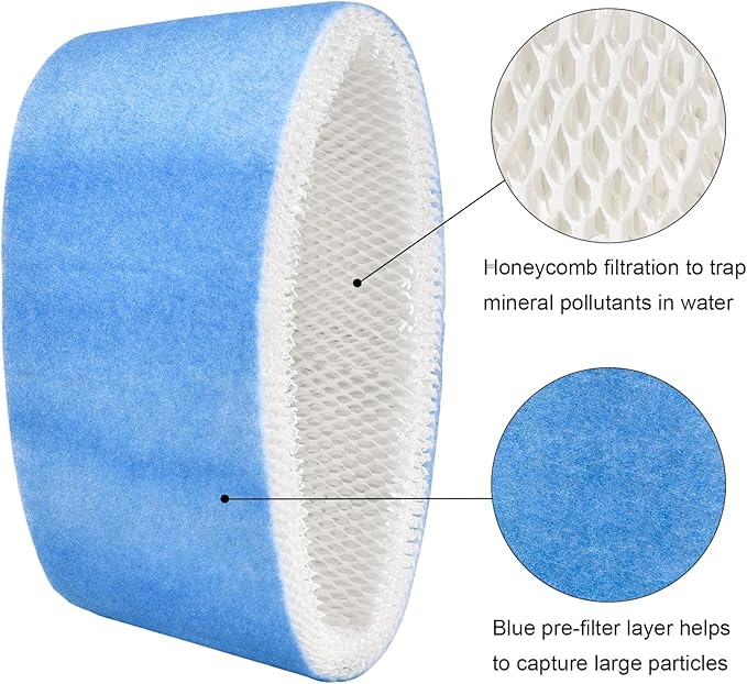 Humidifier Filter Replacement Blue Mesh Layer Humidifier Wick Filters Compatible with Honeywell HCM-6009 HCM-6011 HM-3500 HEV680 HEV685 Series, Part HC-14V1 HC-14 HC-14N Wicking Filter E, 2Pcs