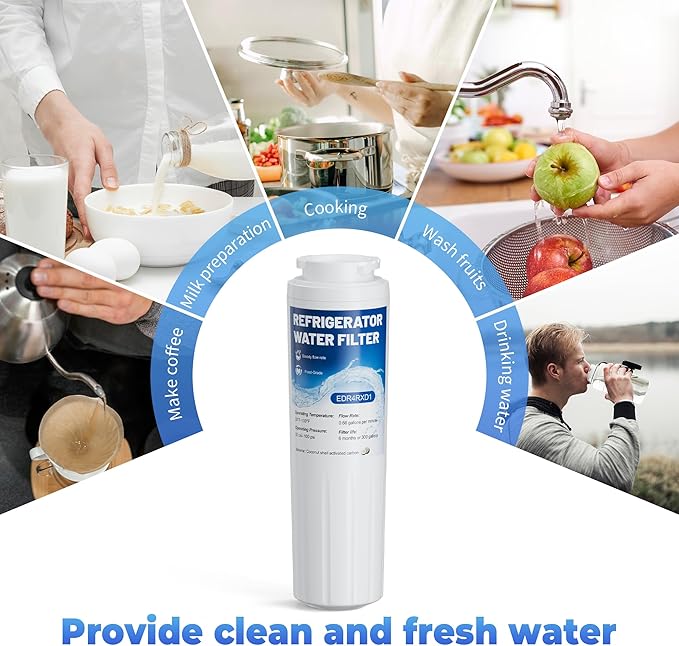 EDR4RXD1 Compatible with UKF8001,Filter 4,4396395,UKF8001AXX,PURICLEAN II, UKF8001AXX-200,UKF8001P,469006 Water Filter, Pack of 4,By YPMQY