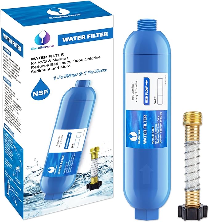 RV Water Filter Kit - 1pcs Filter & 1pcs Hose - Reduces Bad Taste, Odor, Chlorine, Sediment