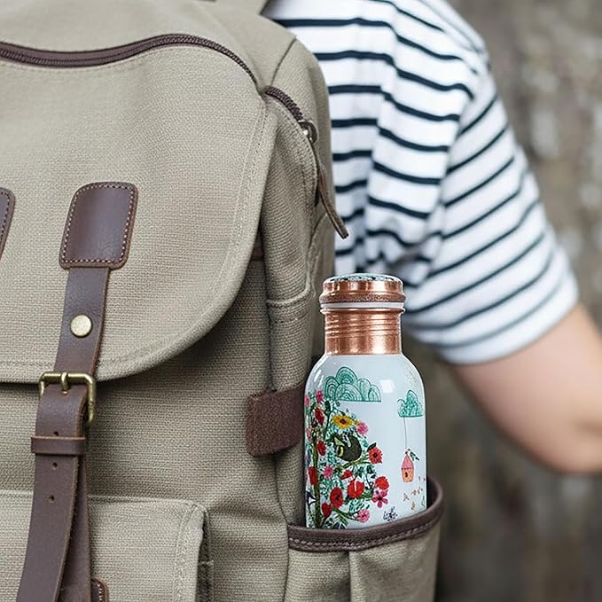 Hammered Copper Water Bottle – Pure Copper Water Vessel - Ayurvedic Water Bottle – Drink More Water – Large - Leak Proof
