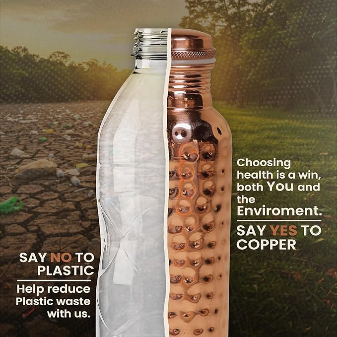 THE ART BOX Pure Copper Water Bottle 34 oz (1000 ml) – Lab Tested, Leak-Proof Ayurvedic Copper Bottle for Drinking Water, BPA-Free, Eco-Friendly, Handcrafted for Daily Hydration & Wellness