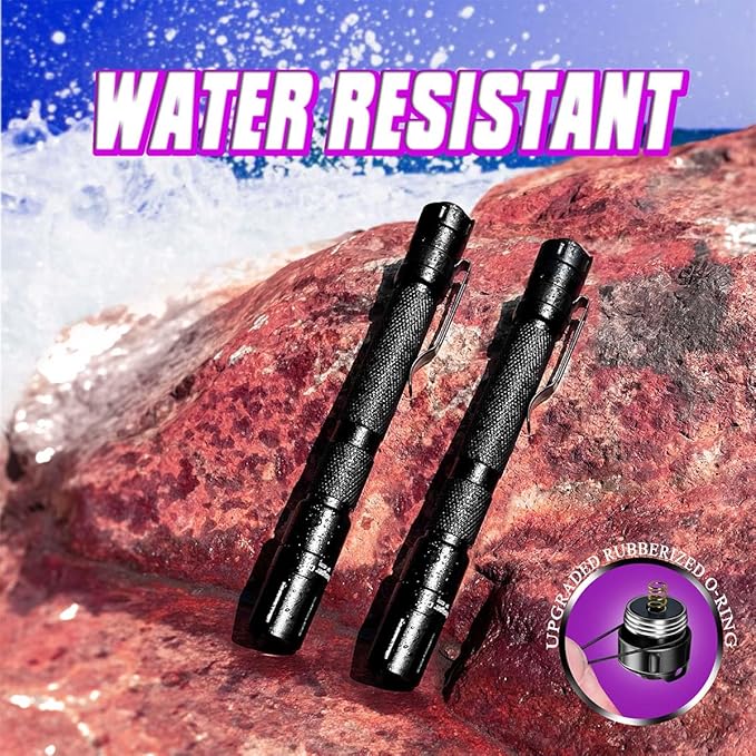 UV Flashlight 2 Pack Ultraviolet, 395nm Mini Penlight Portable and Compact Black Light for Pet Urine and Stain Detection, Hotel Cleaning, ID Check, Handheld Detector