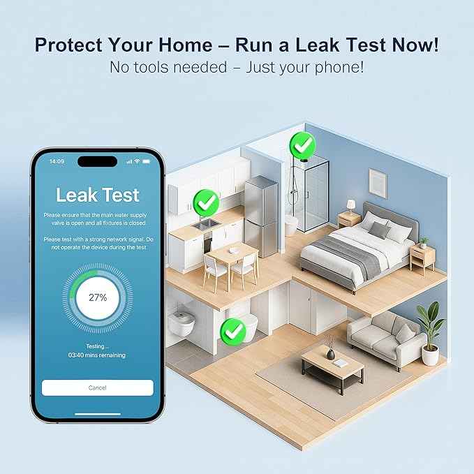 Frizzlife LP365-P Smart Water Monitor and Automatic Shutoff - 0.01 GPM Ultrasonic Micro Leak Detection, Wi-Fi / APP Control, Pressure+Flow Monitoring, 24/7 Water Usage Reports, Fits 1.25" and 1"