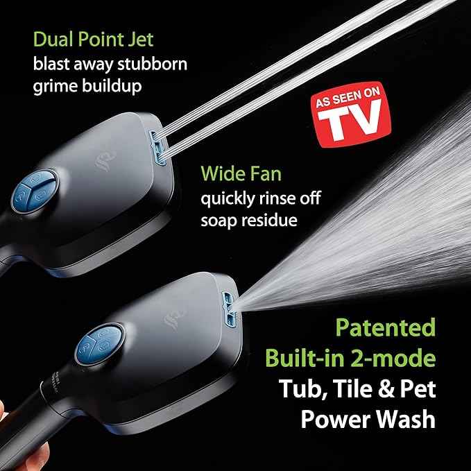 AquaCare High Pressure 10 Spray Mode Filtered Showerhead - Handheld Shower Head Filters Chlorine to Heal Dry Skin, Revive Hair - Dual Power Wash Cleans Tub, Tile, Pets - Hard Water Softener, Black