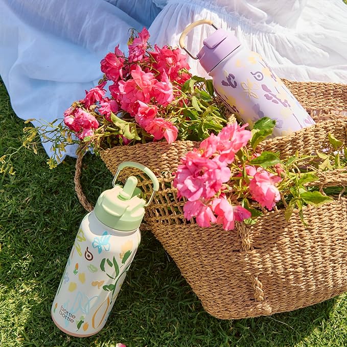 BOTTLE BOTTLE 32oz Insulated Water Bottle Stainless Steel Sport Water Bottle with Straw Dual-use Lid Design for Gym with Pill Box