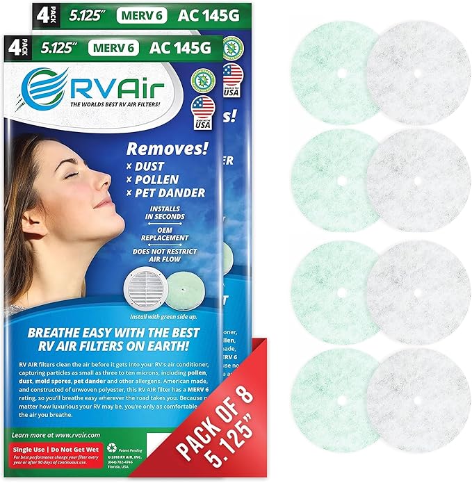 AC Filter - Air Conditioner Replacement Filters - RV Air Cleaner - Camper Accessories for Travel Trailers - Easy to Install Vent Filter - 5.25