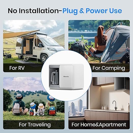 Portable 5-Stage Reverse Osmosis System Countertop UV Water Filter,Intelligent Hot Water Purifier for Family Kitchen Camping, RV, Overlanding 0.0001μm RO Membrane, Lab-Grade Purity, Non-Install