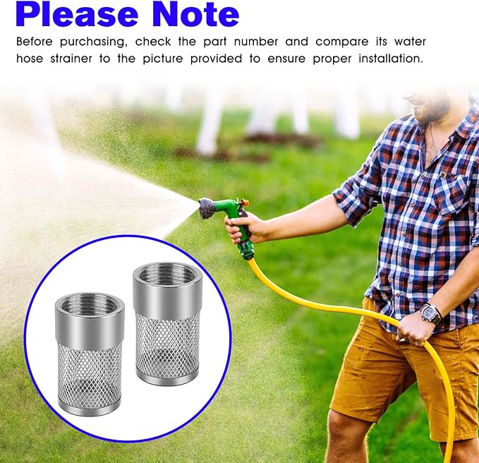 Inlet Suction Strainer Mesh Filter 25MM Water Hose Strainer for Livewell Pump, Industrial Plumbing Inline Strainers and Sprayer Garden Hose Suction Line, Garden Hose Filter Screen - 2PCS