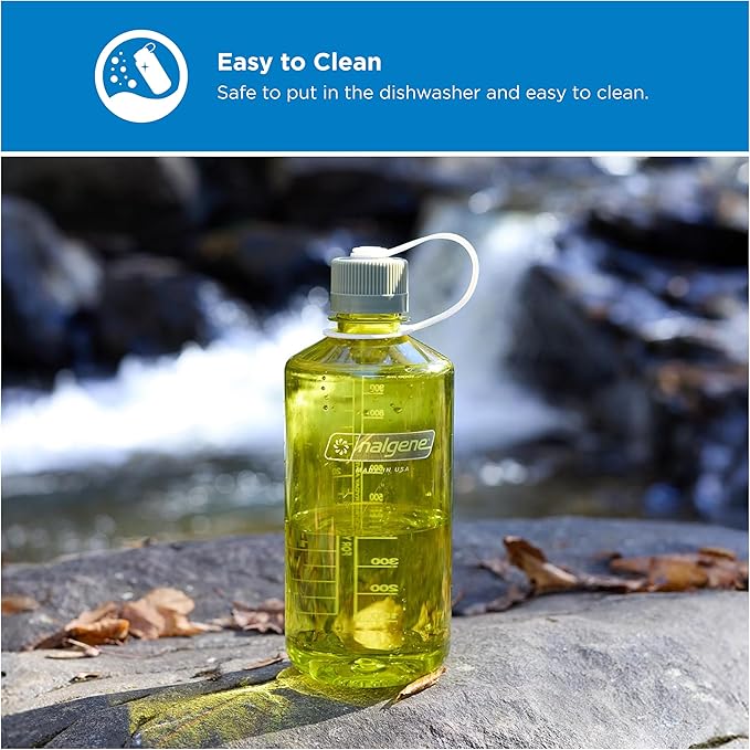 Nalgene 32 oz Narrow Mouth Water Bottle | BPA-Free, Durable & Leak Proof, Lightweight for Gym & Office – Thrill & Motion, Endive w/Oil Green
