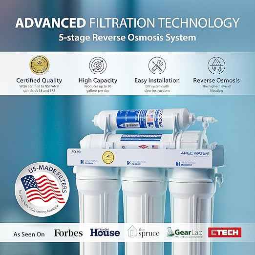 APEC Water Systems RO-90 Ultimate Series Top Tier Supreme Certified High Output 90 GPD Ultra Safe Reverse Osmosis Drinking Water Filter System, Chrome Faucet